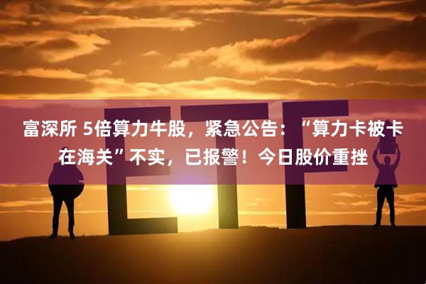 富深所 5倍算力牛股，紧急公告：“算力卡被卡在海关”不实，已报警！今日股价重挫